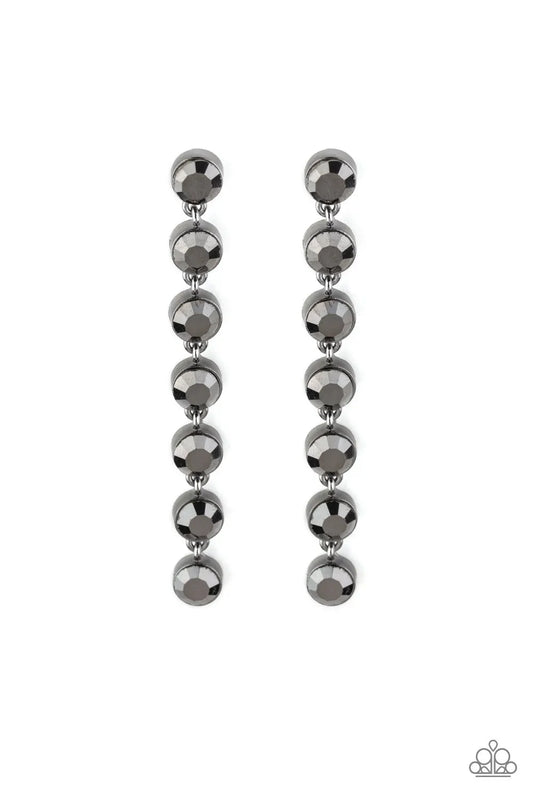 Dazzling Debonair - Black Post Earrings